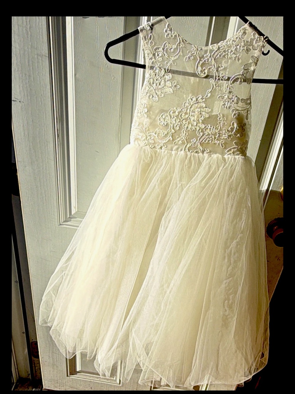 Miama Flower Girl Dress Girls Size 5 Ivory Lace Tulle Wedding